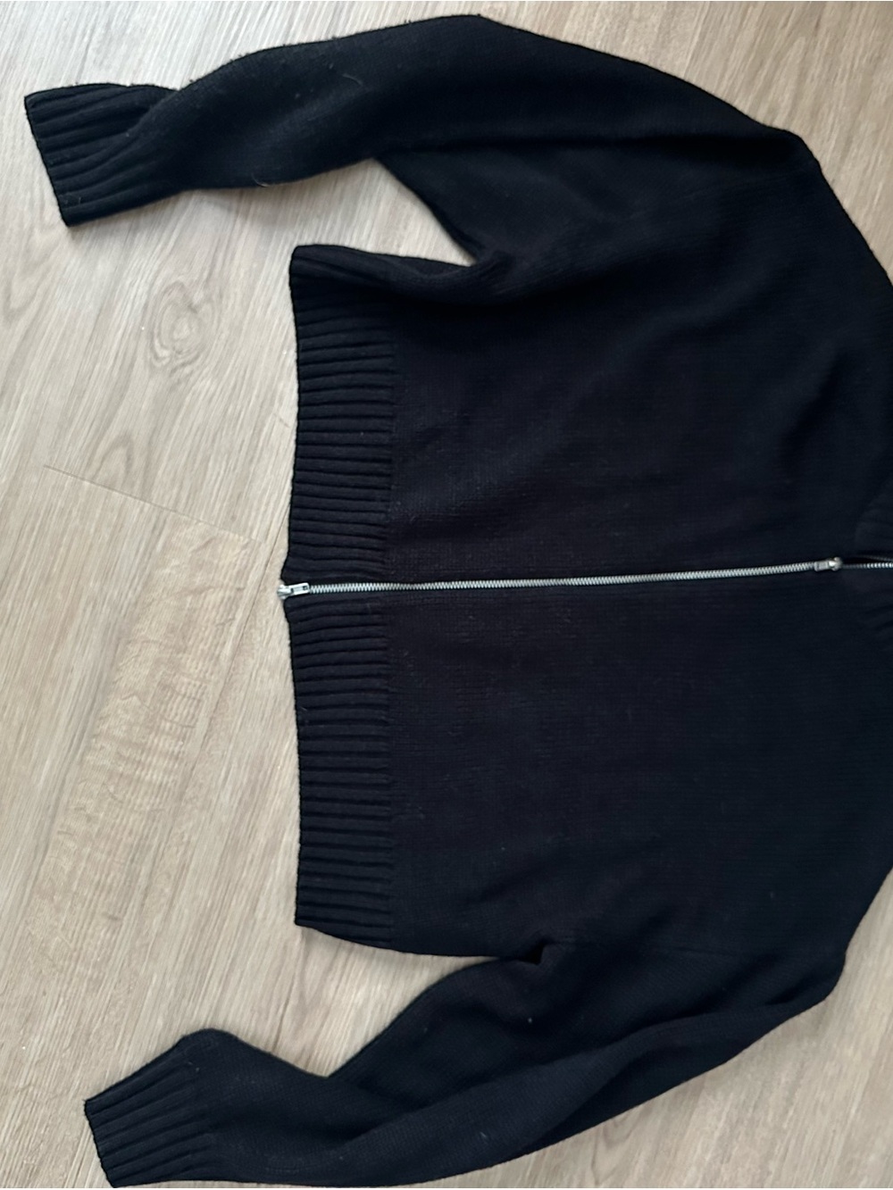 H&M Black Zip-Front Knit Cardigan